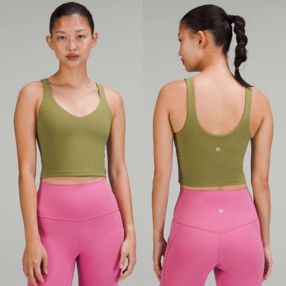 Lululemon size 4 Align Cropped Tank Top Dew Green Support Built In Bra Crop